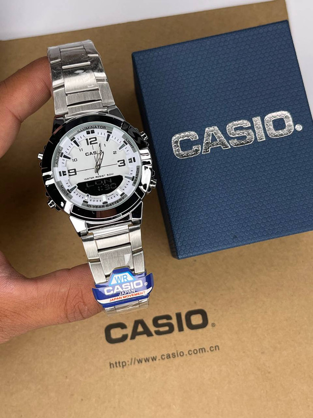 ساعت کاسیو مردانه استیل سفید صفحه Casio AMW-B880