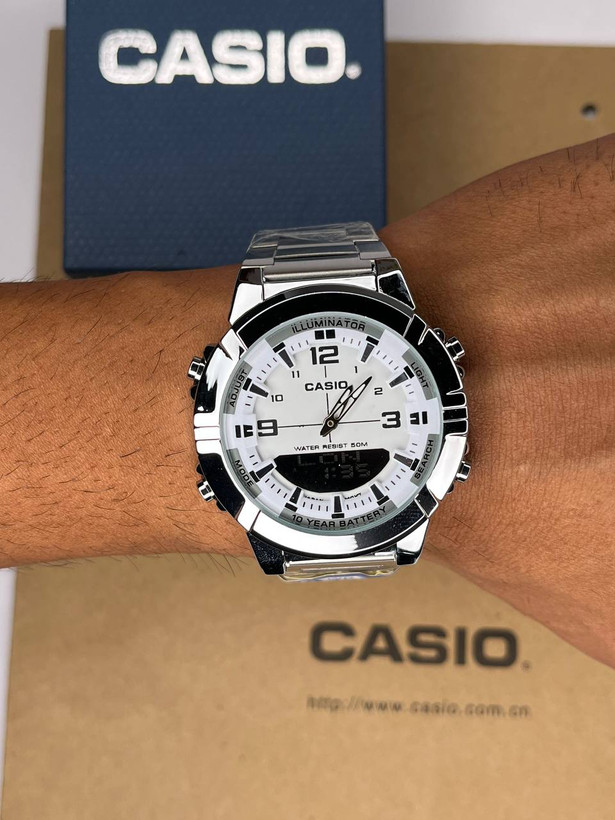 ساعت کاسیو مردانه استیل سفید صفحه Casio AMW-B880