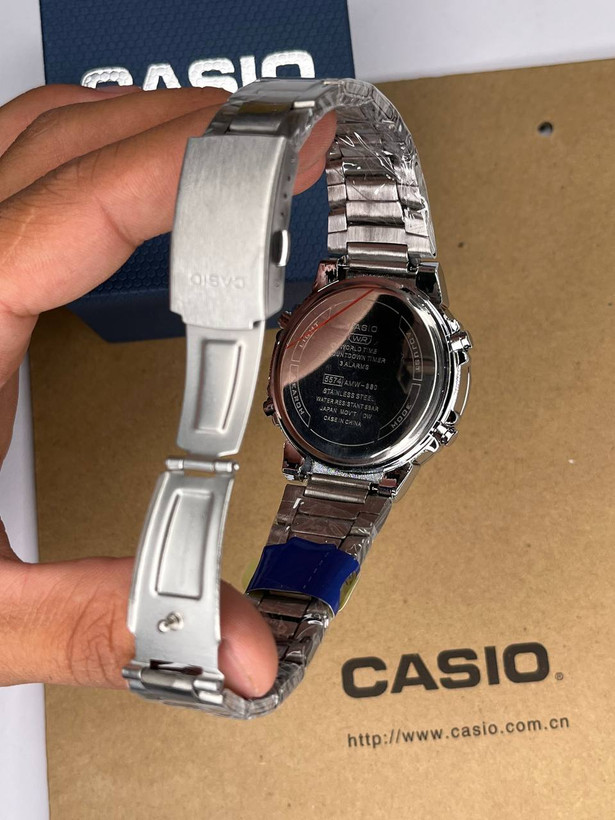 ساعت کاسیو مردانه استیل سفید صفحه Casio AMW-B880