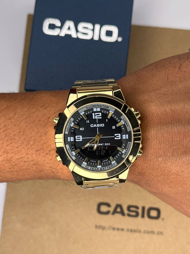 ساعت کاسیو مردانه طلایی صفحه مشکی Casio AMW-B880