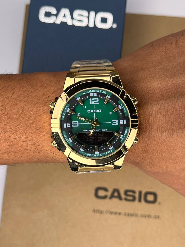 ساعت کاسیو مردانه طلایی صفحه سبز Casio AMW-B880