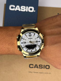ساعت کاسیو مردانه طلایی صفحه سفید Casio AMW-B880