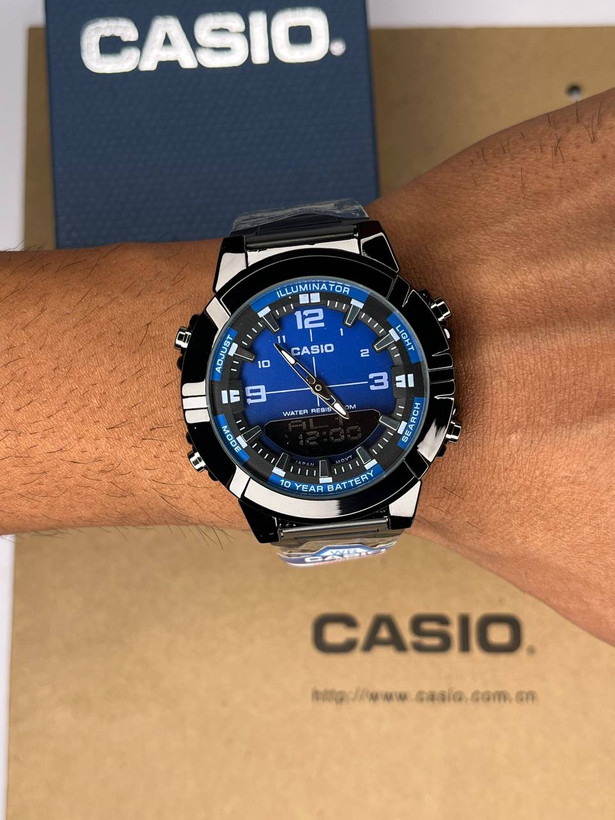 ساعت کاسیو مردانه مشکی صفحه سرمهای Casio AMW-B880