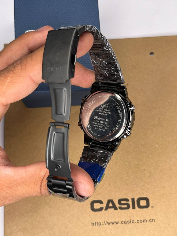 ساعت کاسیو مردانه مشکی صفحه سفید Casio AMW-B880
