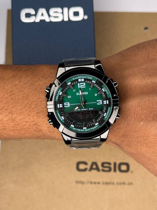 ساعت کاسیو مردانه مشکی صفحه سبز Casio AMW-B880