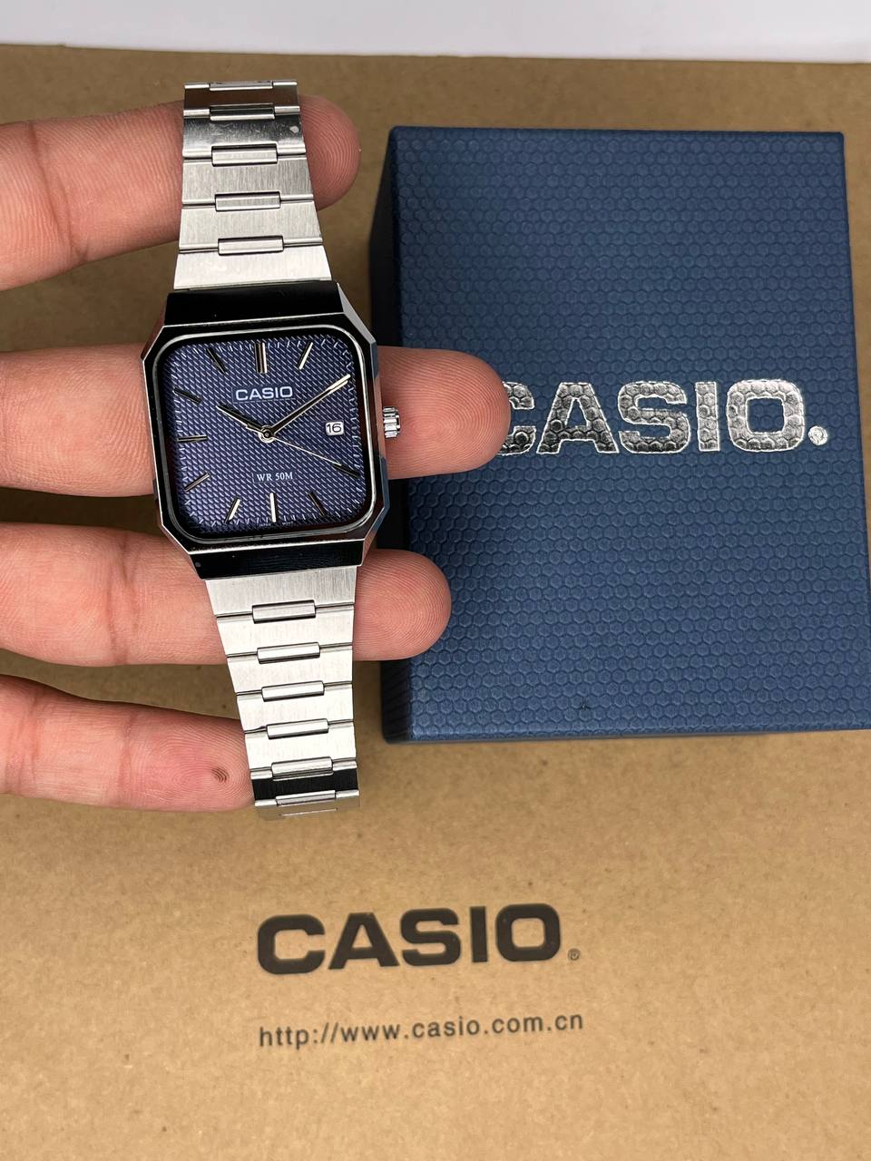 ساعت کاسیو مردانه استیل صفحه سرمه‌ای Casio AMW-B185