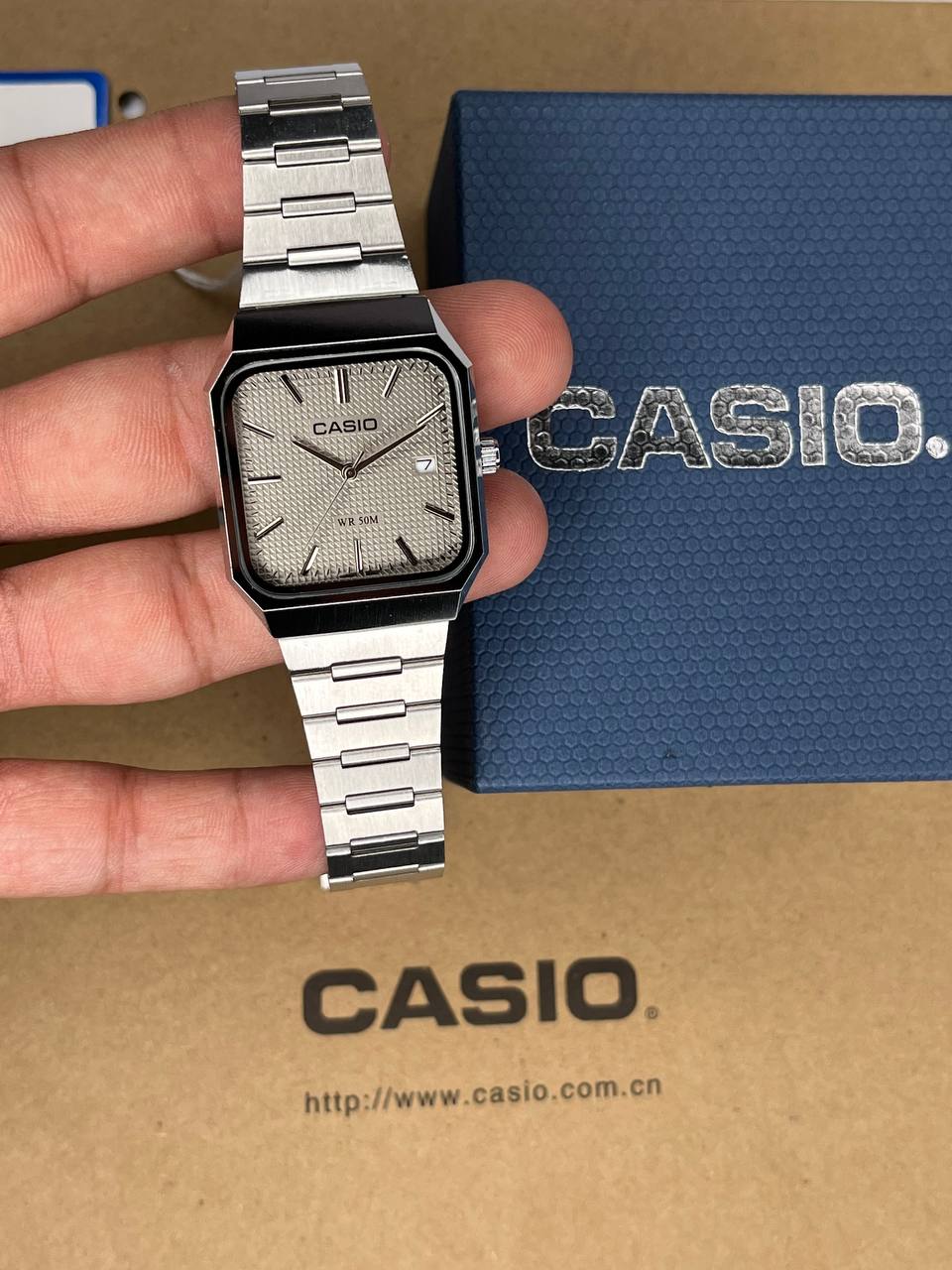 ساعت کاسیو مردانه استیل صفحه طوسی Casio AMW-B185